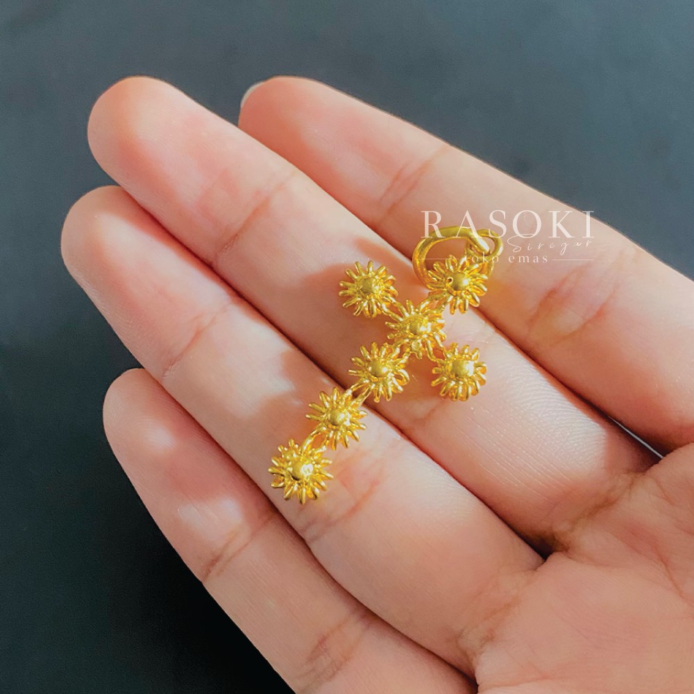 LIONTIN SALIB EMAS 24 5-7gram MAS LM 99,99% MAS ASLI 24 Karat | EMAS TOBA