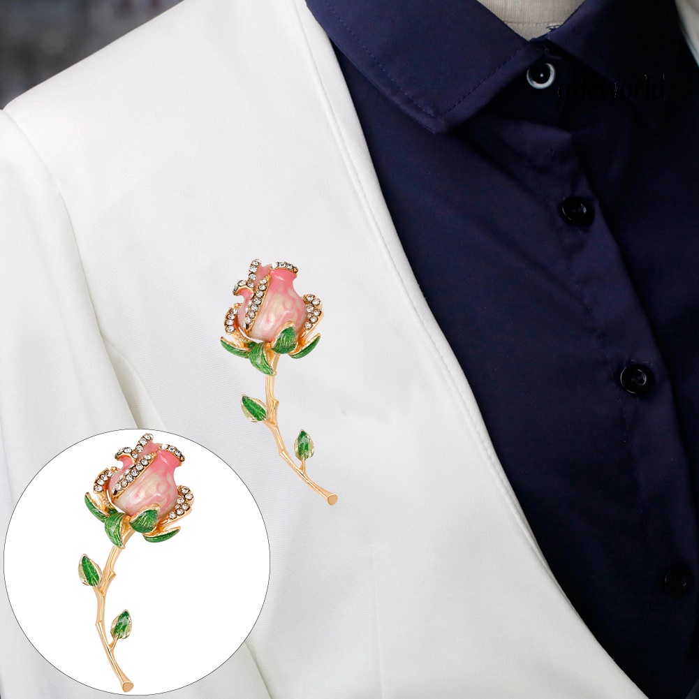 OW@ Fashion Women Rhinestone Inlaid Flower Brooch Pin Clothes Decor Jewelry Gifts