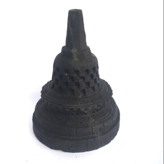 PAJANGAN MINIATUR PATUNG STUPA CANDI BOROBUDUR KECIL HITAM DARI FIBERGLASS - SOUVENIR DEKORASI RUMAH