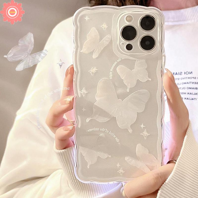 Soft Case Tpu Transparan Motif Bunga Kupu-Kupu Untuk iPhone 7Plus 8Plus XR 12 13 11 Pro Max X XS Max 6 6S Plus 7 8 SE 2020 Butterfly