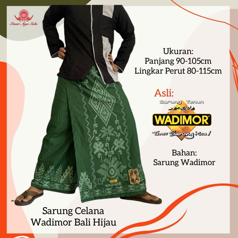 Celana Sarung Dewasa Wadimor Bali Hijau Polos Original Pria Dewasa Murah