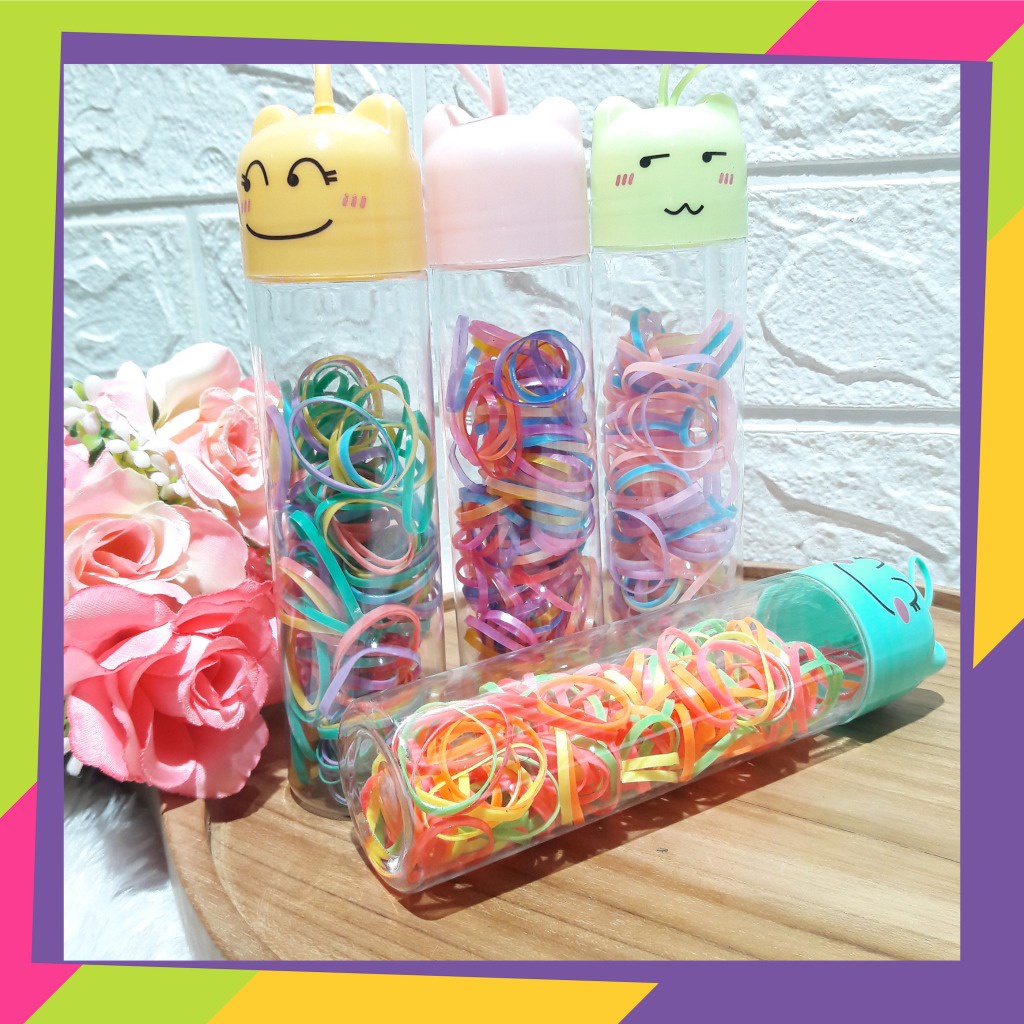 1411 / Karet Jepang ikat rambut  / Kemasan botol karakter lucu