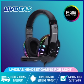 Livideas Headset Gaming RGB Light Wired 3.5mm Stereo Bass with LED Light For Computer Laptop SY733