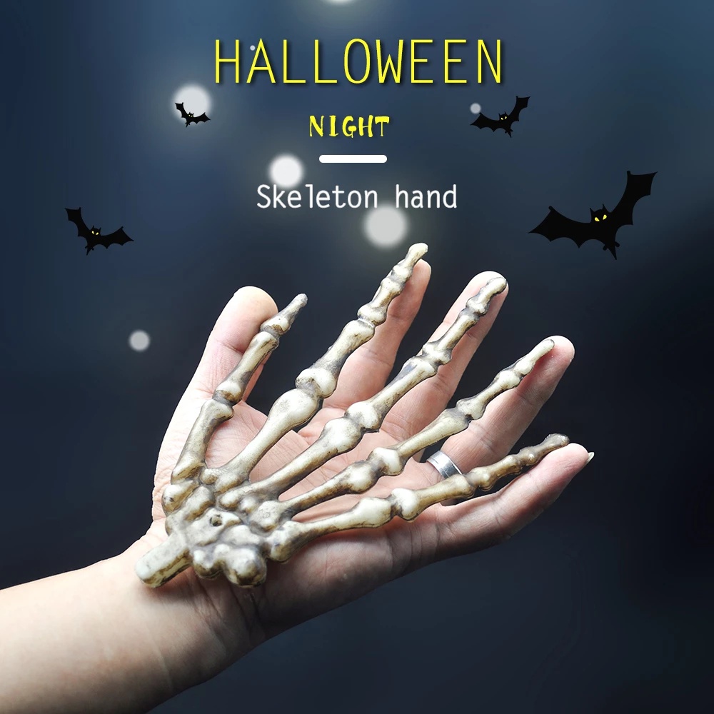 Hot Sale/[Produk Halloween] Halloween Realistis Life Size Skeleton Hands, Plastik Tulang Tangan Manusia Palsu, Untuk Pesta Zombie Tulang Terror Alat Peraga Mengerikan Dekorasi Halloween