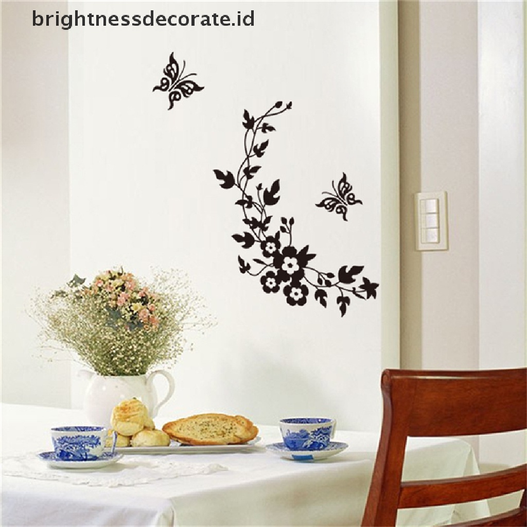 Butterfly Stiker Dinding Desain Kupu-Kupu Bunga Untuk Kamar Mandi / Toilet / Laptop