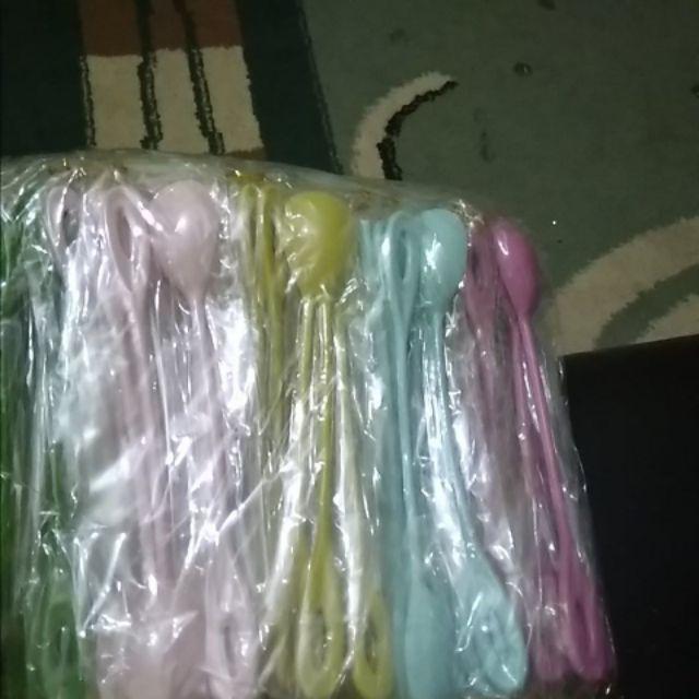 (isi 100) Bro Souvenir Sendok Jus Es Teh Hangat Plastik Melamin Warna Panjang Murah