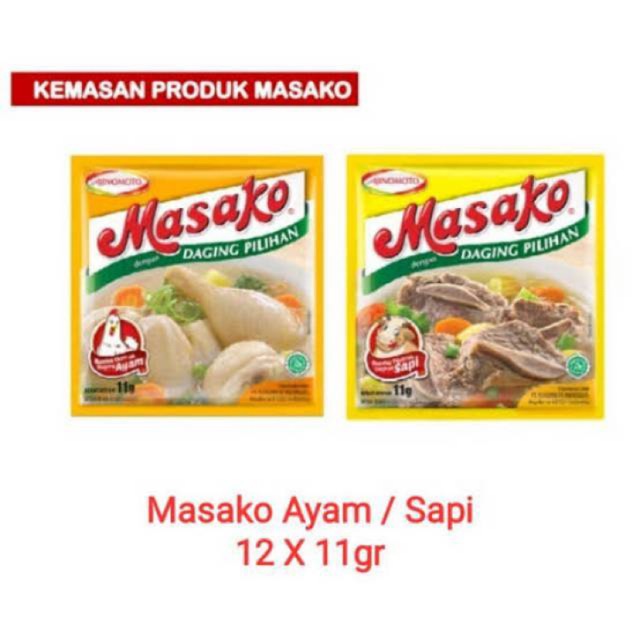 

Masako ayam/sapi rencengan (1 renceng isi 12/ 1 sachet 11gr