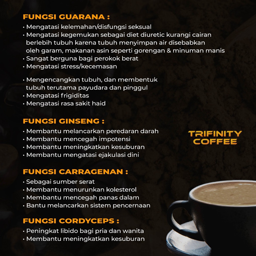 Trifinity kopi 1 dus isi 10sachet Surabaya