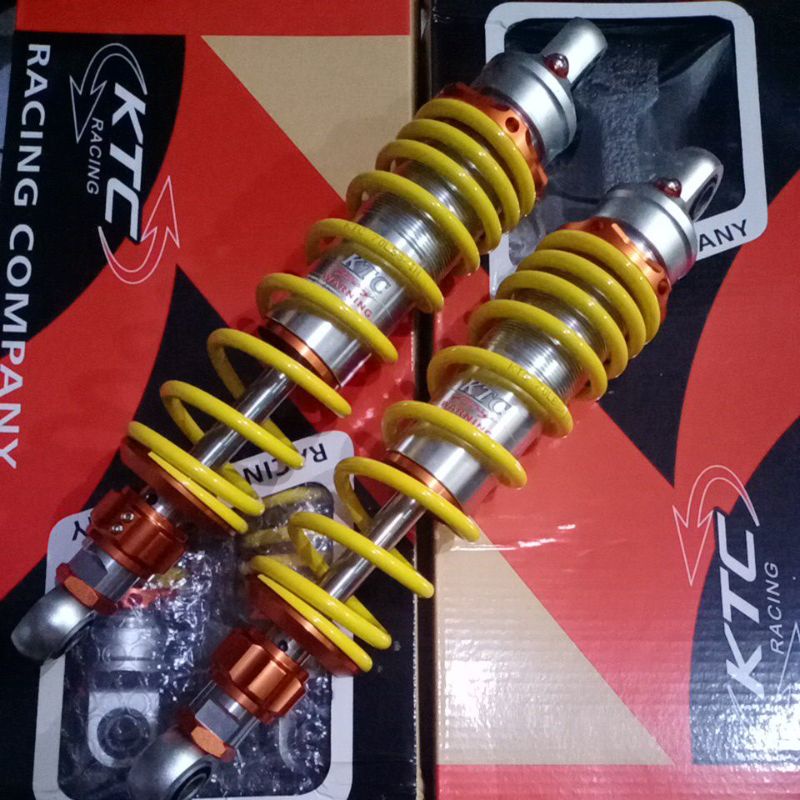 SHOCKBREKER SHOK KTC NON TABUNG KTC RACING ADJUSTABLE RX KING CB VERZA  FIZR JUPITER  NMAX NE AEROX NMAX OLD PCX UKURAN 280 320 340 335 305MM-Yellow