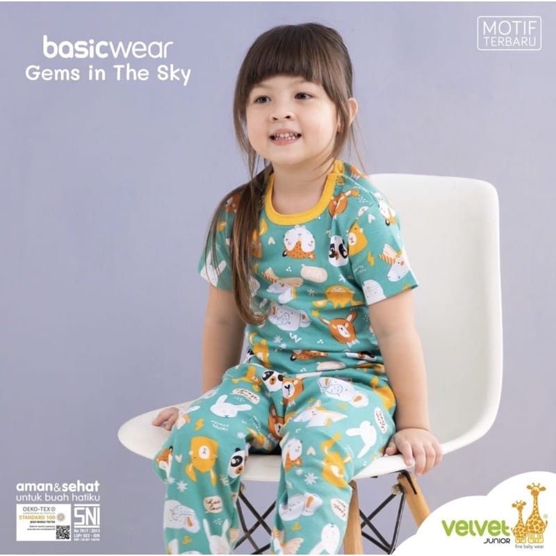 Velvet Junior Piyama 3 Setelan pendek panjang Velvet Piyama Bayi / Pakaian Bayi Baju Bayi Kado Bayi