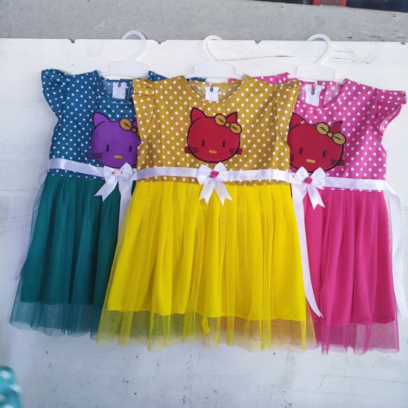 Dress syalala anak 1 2 tahun tutu gaun anak cewek perempuan murah  ( dress syalala hk)