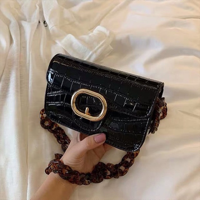 SG1705 syafniegalery croco mini bag tali rantai tas impor tas kulit kecil selempang 8940 1109