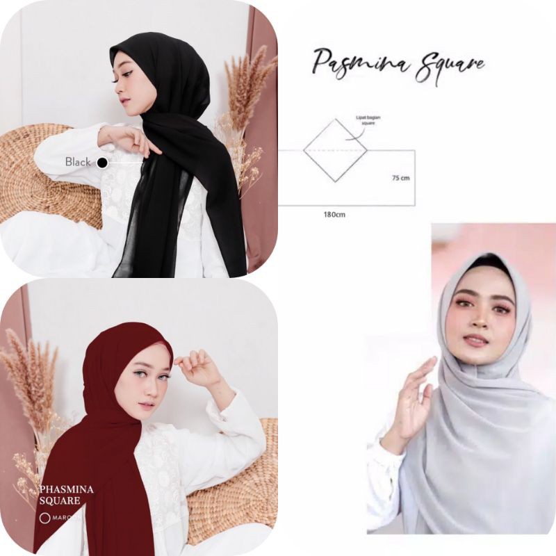 Pashmina Square 180x75 cm Ceruty Baby Doll Armani Premium Pashmina Segi Empat | Shawl Babydoll Original by CC