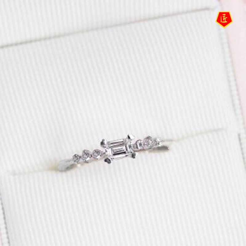 [Ready Stock]925 Silver Exquisite Square Diamond Japanese Style Ring