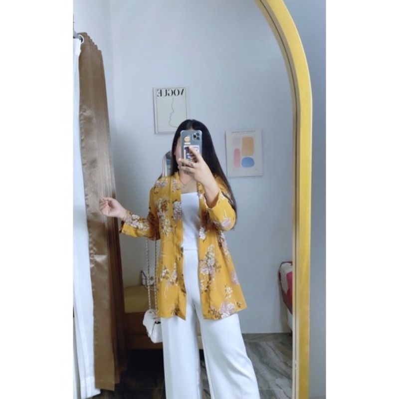 Baru outer floral cardigan wanita motif bunga cantik shabby bahan sifon import H&M