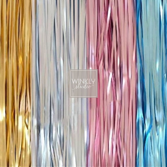 Tirai Foil Doff Slinger Backdrop Rumbai / Chrome Foil Curtain 2 meter DOFF