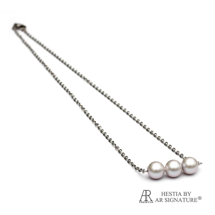 AHA011 Perhiasan Kalung Mutiara Swarovski Petite Mherl Dove Gray