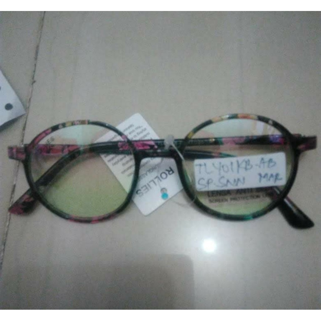 Kacamata Fashion Kacamata Pria Wanita Round Glasses Kacamata Transparan Gagang Motif