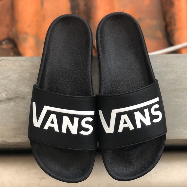 VANS SLIDE SANDAL SCRIPT BLACK WHITE