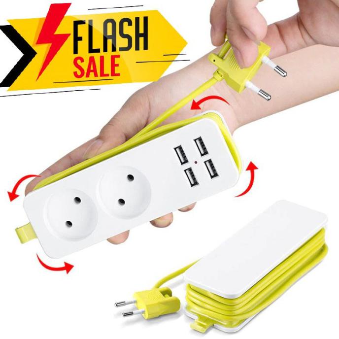 Travel Strip Usb Power Usb Kontak Listrik 2 Socket Stop Colokan Adapto Rosalinanurindaah
