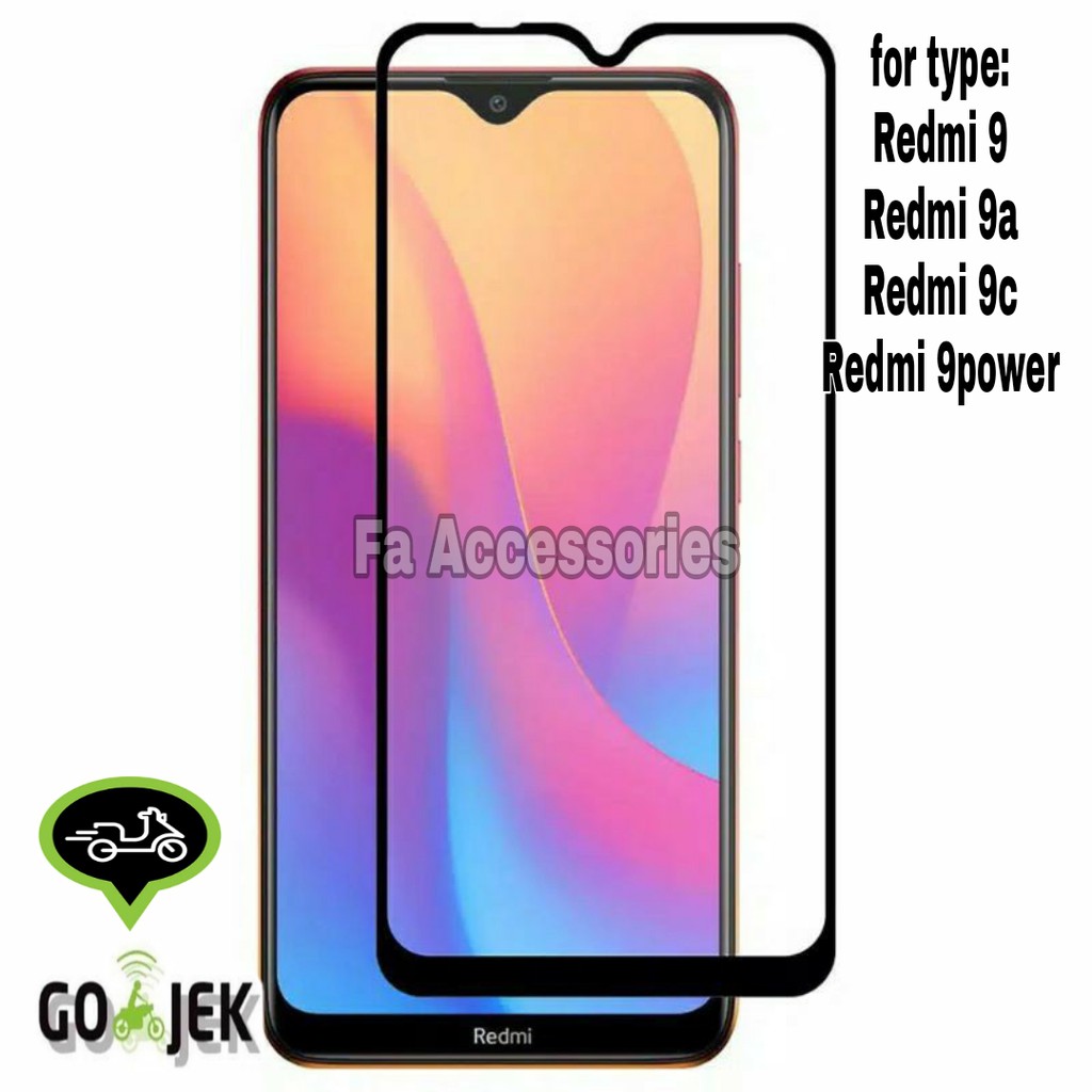 FA TEMPERED GLASS 5d full lem XIAOMI REDMI 9 9A 9C 9T T a c HITAM screen protector