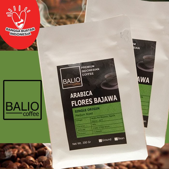 

KOPI BIJI BUBUK ARABICA / ARABIKA FLORES BAJAWA 200GR - ASLI MURNI