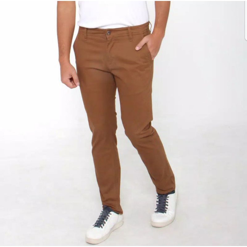 Celana Pria Panjang Chino Benhill coklat slimfit