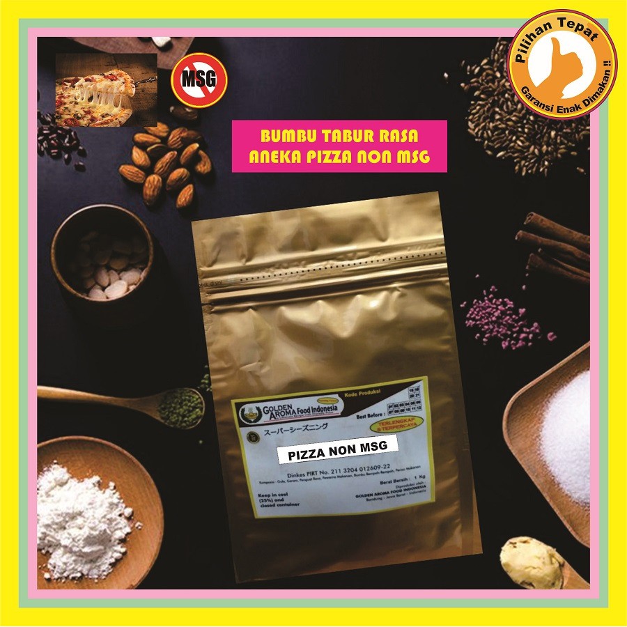 

GAFI Food Bumbu Tabur Aneka Rasa Pizza NON MSG1 Kg Enak Murah Halal, Various Pizza Flavor NON MSG Seasoning Powder 1 kg