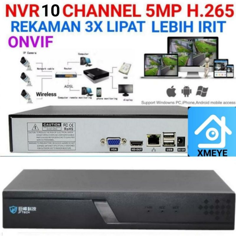 Jual New 2022 NVR XMEYE 10 Channel 5MP 4K ONVIF H.265 H.264 Wireless DVR ICSEE 9ch hikvision killer | Shopee Indonesia