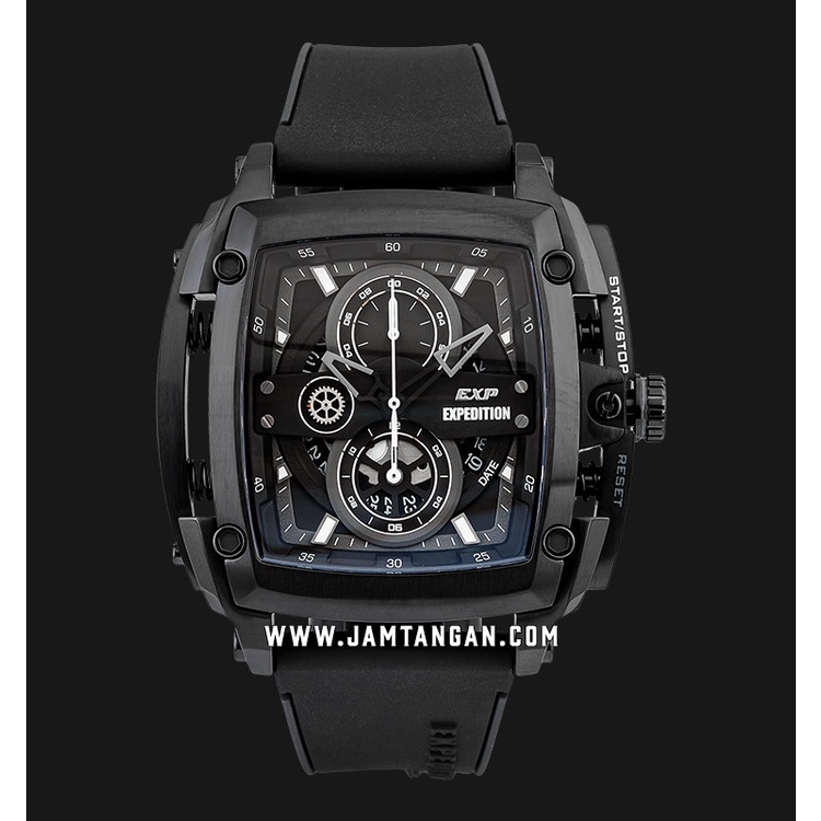 Expedition E 3008 MC RIPBA Chronograph Black Dial Black Rubber Strap