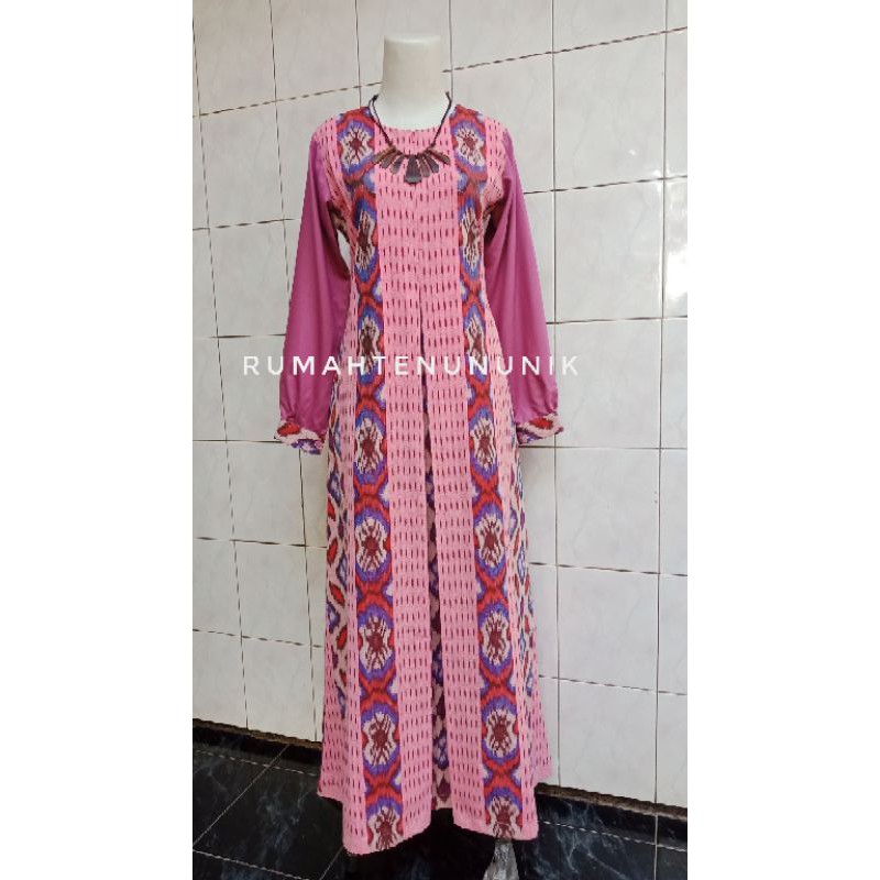 Baju Tenun Gamis Humaira PINK