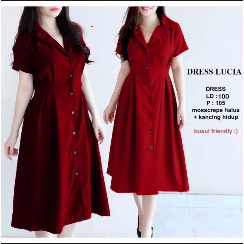 DRESS LUCIA MOSCREPE / DRESS WANITA /DRESS CASUAL