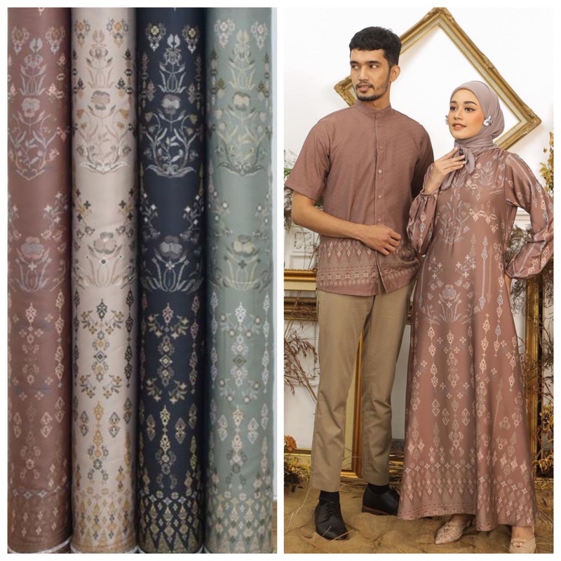 Bahan Kain Silk Aleshaa Etnik Batik / Kain Diyor Silk motif premium /  bahan gamis seragaman sarimbit mukena / kain silk meteran sage murah / bahan kemeja koko