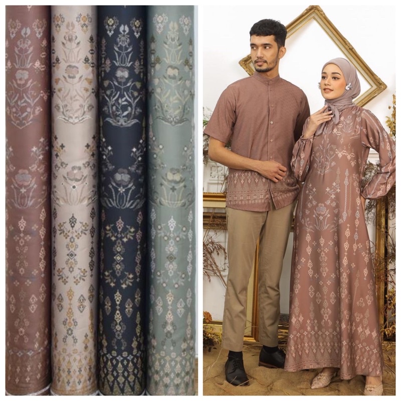 Bahan Kain Diorsilka Aleshaa Etnik Batik / bahan gamis mukena / kain silk meteran sage murah