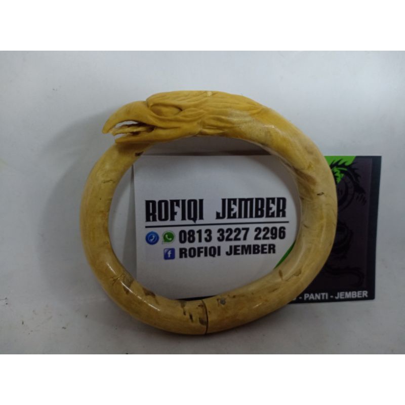 GELANG AKAR BAHAR PUTIH UKIR KEPALA ELANG - ENGSEL