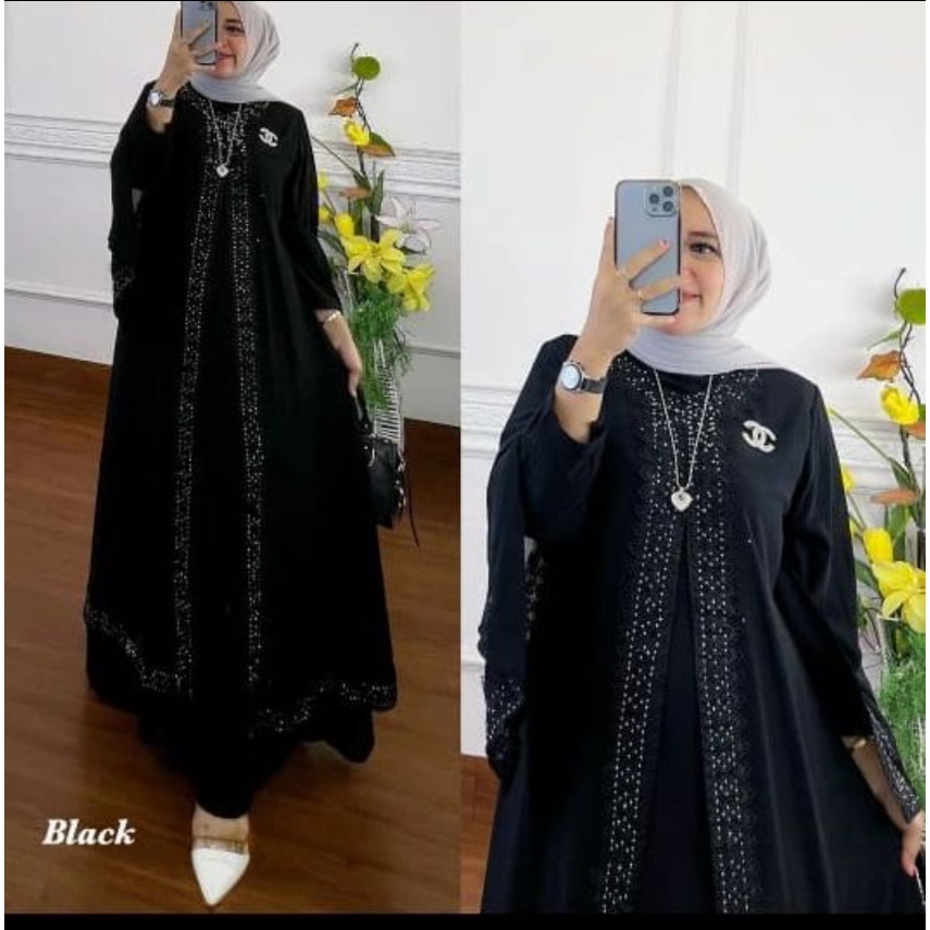 OUTHER NISA ARABIAN BAHAN MOSCRAPE LD 110 CM PJ 140 CM OUTHER WANITA LENGAN PANJANG OUTHER LEBARAN MOTIF POLOS OUTHER KONDAGAN WANITA MODERN