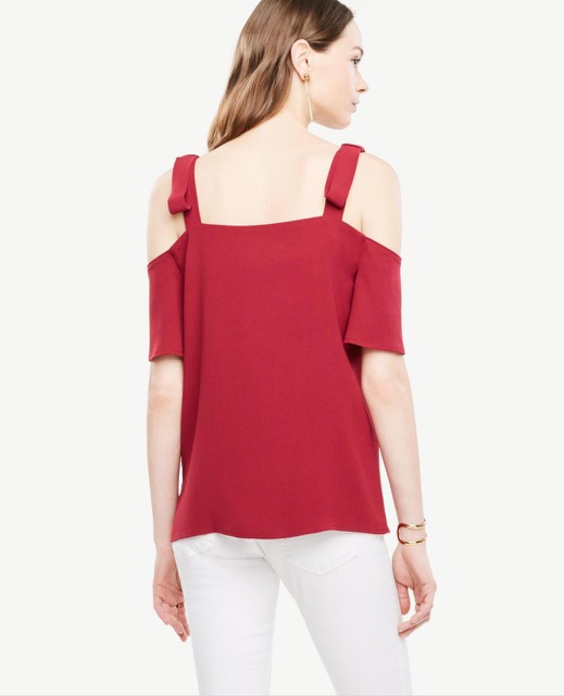 Ann Taylor Cassandra maroon shoulder blouse