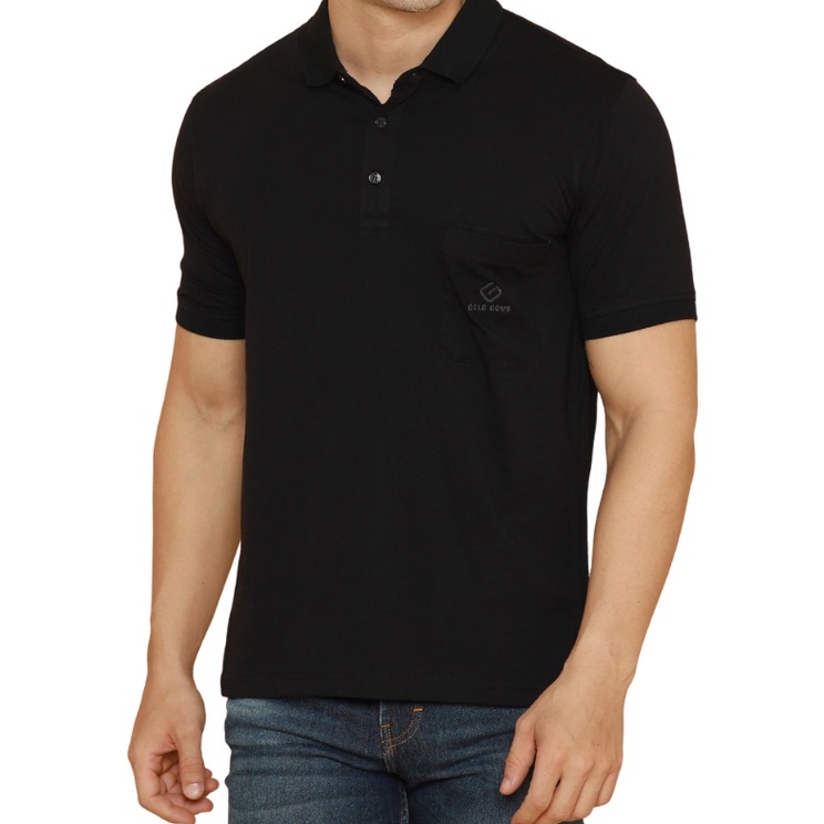 Gold Cows - Baju Pria Lengan Pendek Kaos Polos Kerah Bahan Katun Adem Dan Tebal