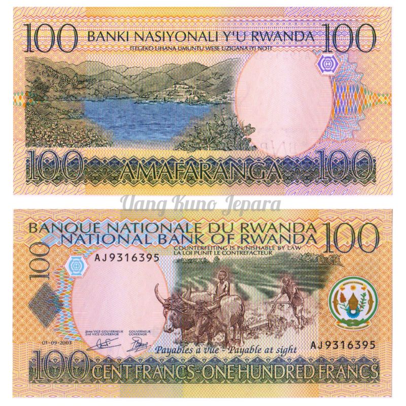 Uang Kuno Luar Atau Asing 100 Francs Rwanda Tahun 2003