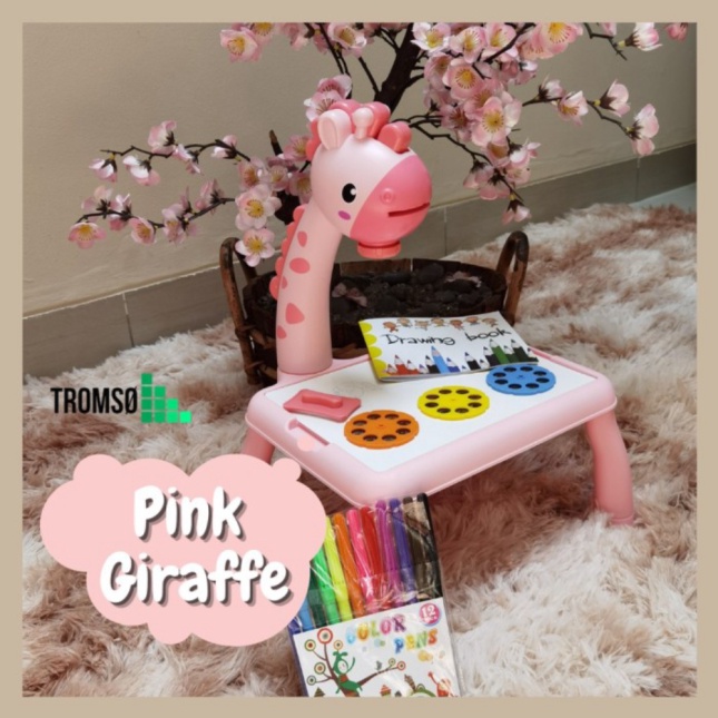Dijual Meja Gambar Anak Proyektor Mainan Edukasi Belajar Melukis Giraffe - Pink Giraffe Murah