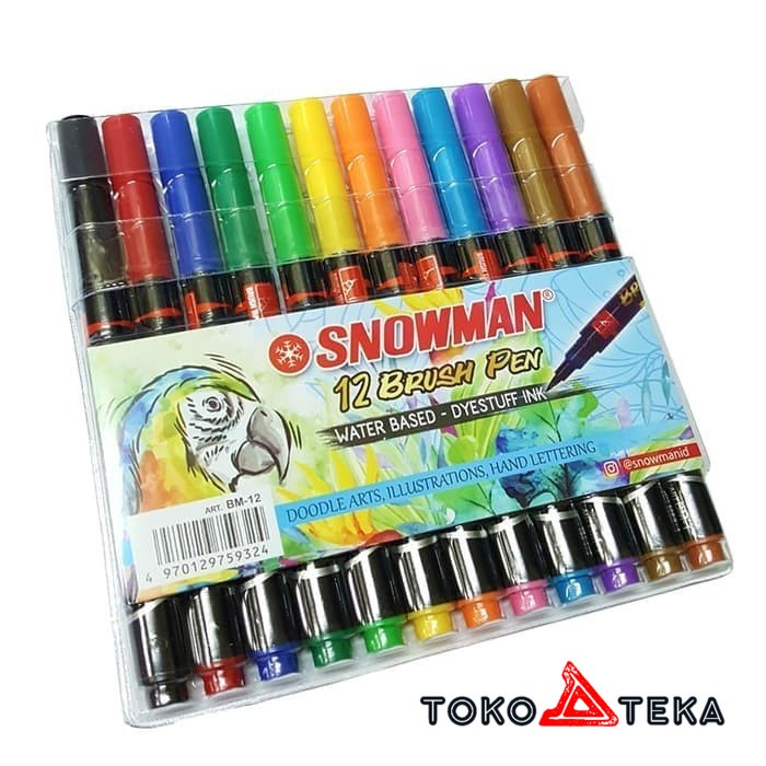 

COD Snowman Brush Pen Set 12 Warna Colors / Spidol Kuas Murah Berkualitas