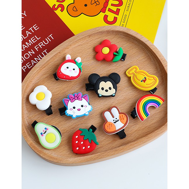 LRC Jepit Rambut Fashion Color Alloy Soft Clay Rainbow Strawberry Cat Duckbill Clip K85847