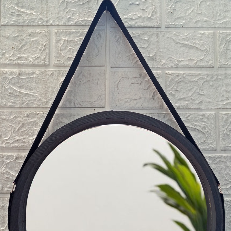 Cermin Dinding Gantung Aesthetic Bulat Bulet Bundar Frame Tebal Kayu Vintage Kaca Rias Dandan Make Up Dekorasi Penghias Tempel Dinding Kamar Tidur Rumah Ruang Tamu Estetik Premium Aestetik Murah Lengkap Dengan Strap Tali Gantungan Round Wood Mirror