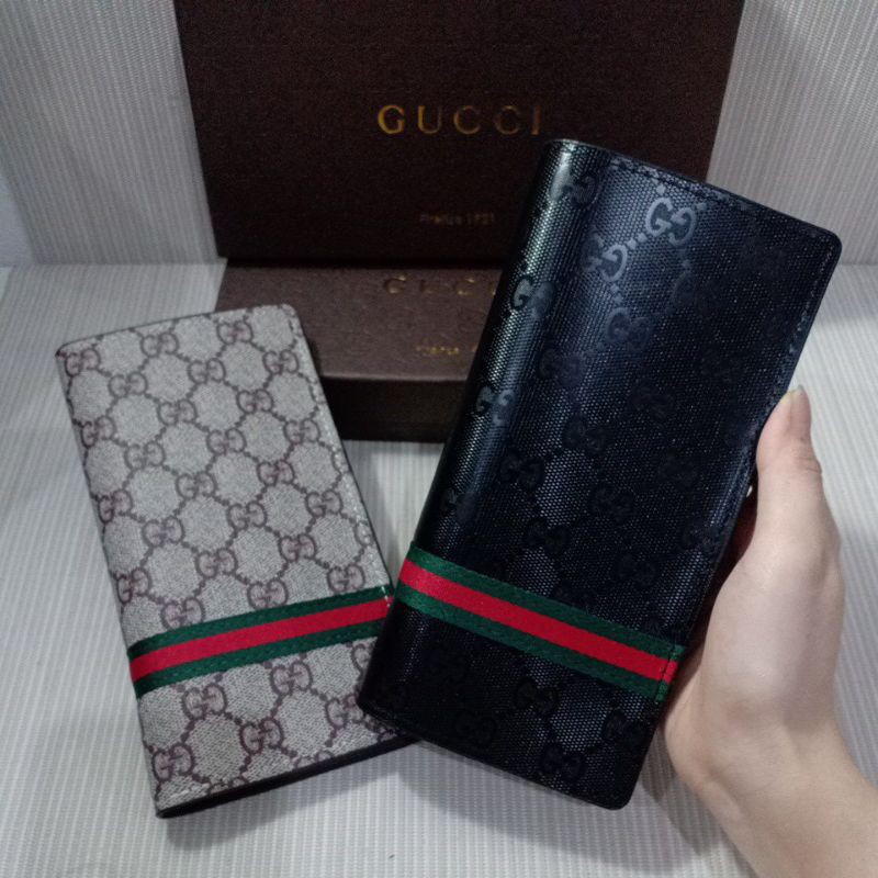 Dompet panjang lipat unisex pria/wanita emboss list