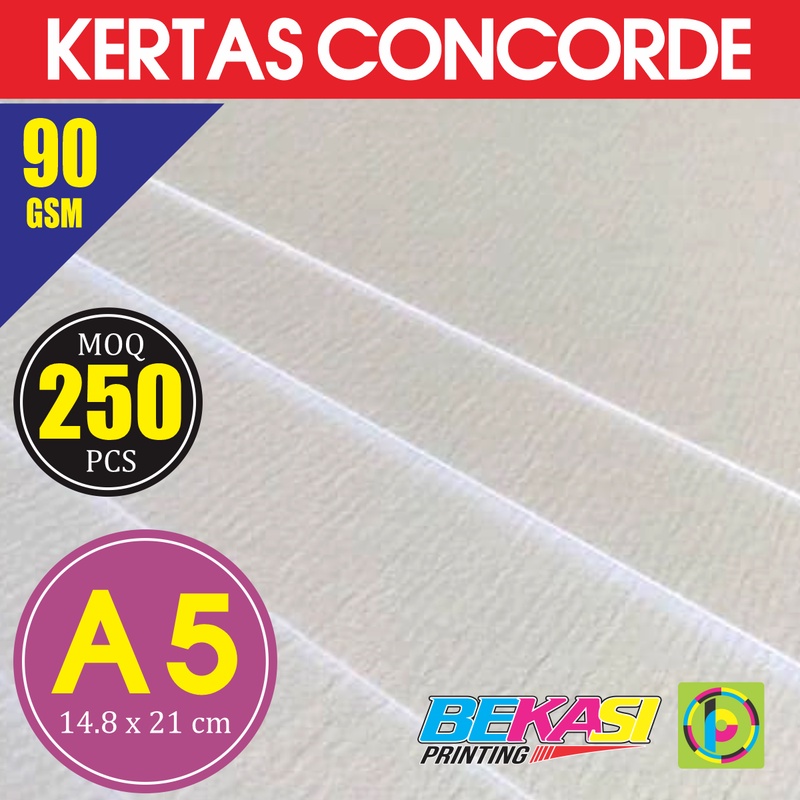 

Kertas Concorde 90 GSM Ukuran A5 14.8x21 cm isi 250 Lbr