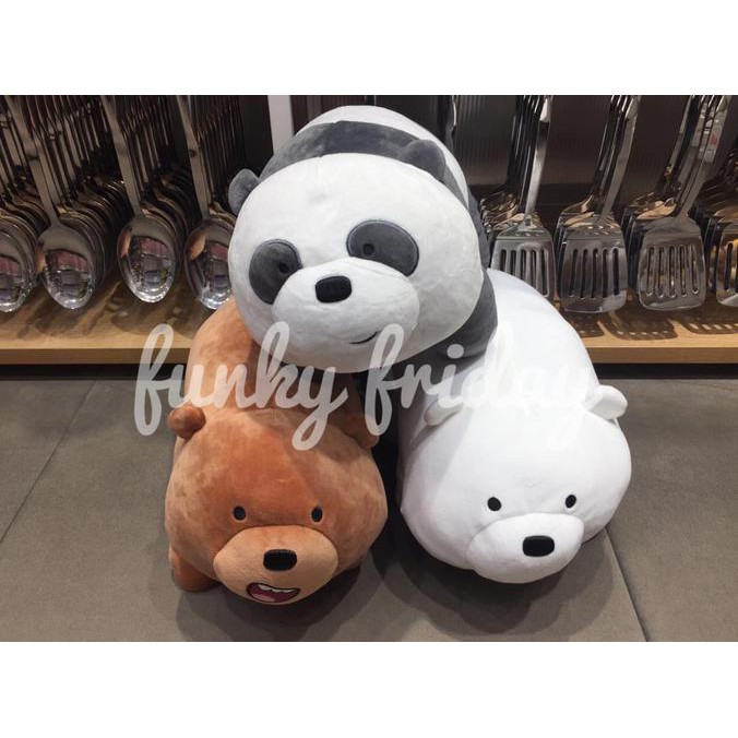 Plokiju- Miniso We Bare Bears Plush Toy Boneka Wbb Kaki - Hitam -Toko-Boneka.