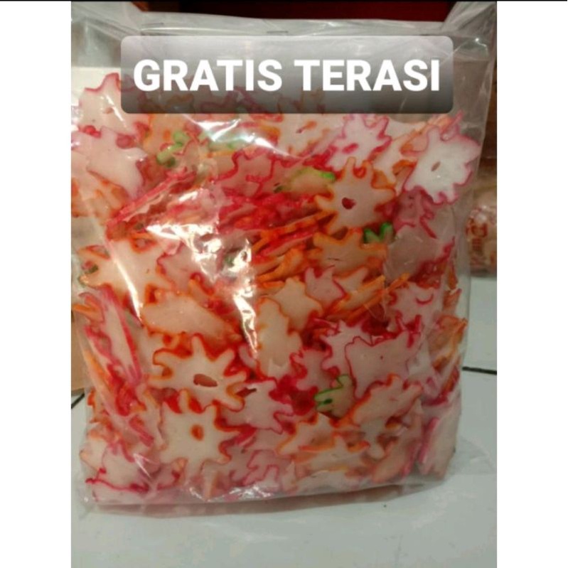 

KERUPUK BAWANG BINTANG 250 GR MERK 2 PAKSI BONUS TEH/ TERASI / CANDY