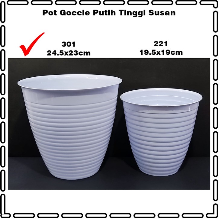 RML1065H Pot Tanaman Bulat Goccie Putih Tinggi Susan 301