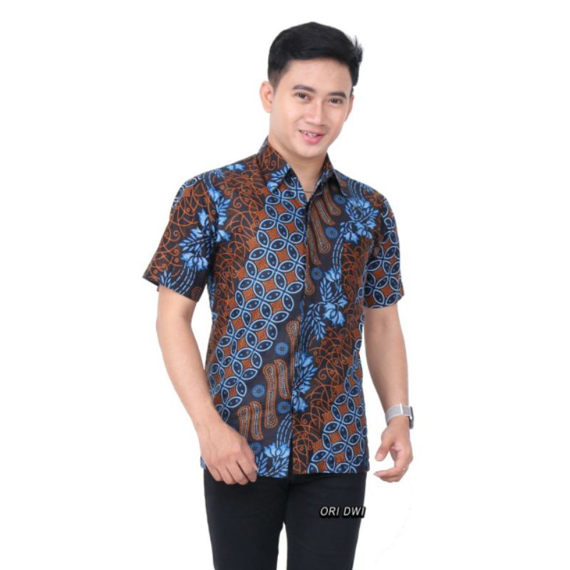 Batik Dolby Dolbi Dobby Doby Tenun Sutra Tulis Katun ATBM Baron ATASAN BATIK WANITA m l xl-Hem senobiru