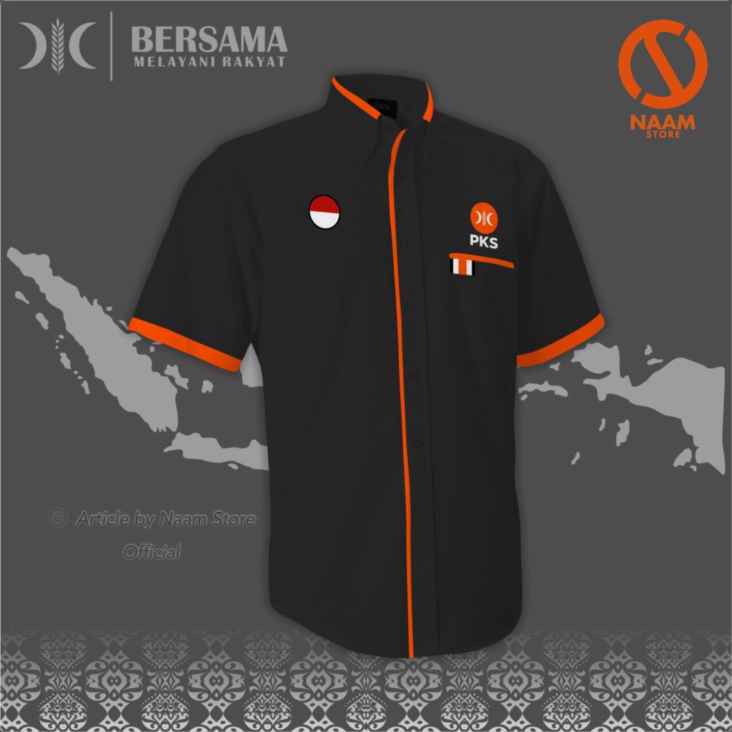 KEMEJA FORMAL PKS LENGAN PENDEK HITAM by Naam Store Official